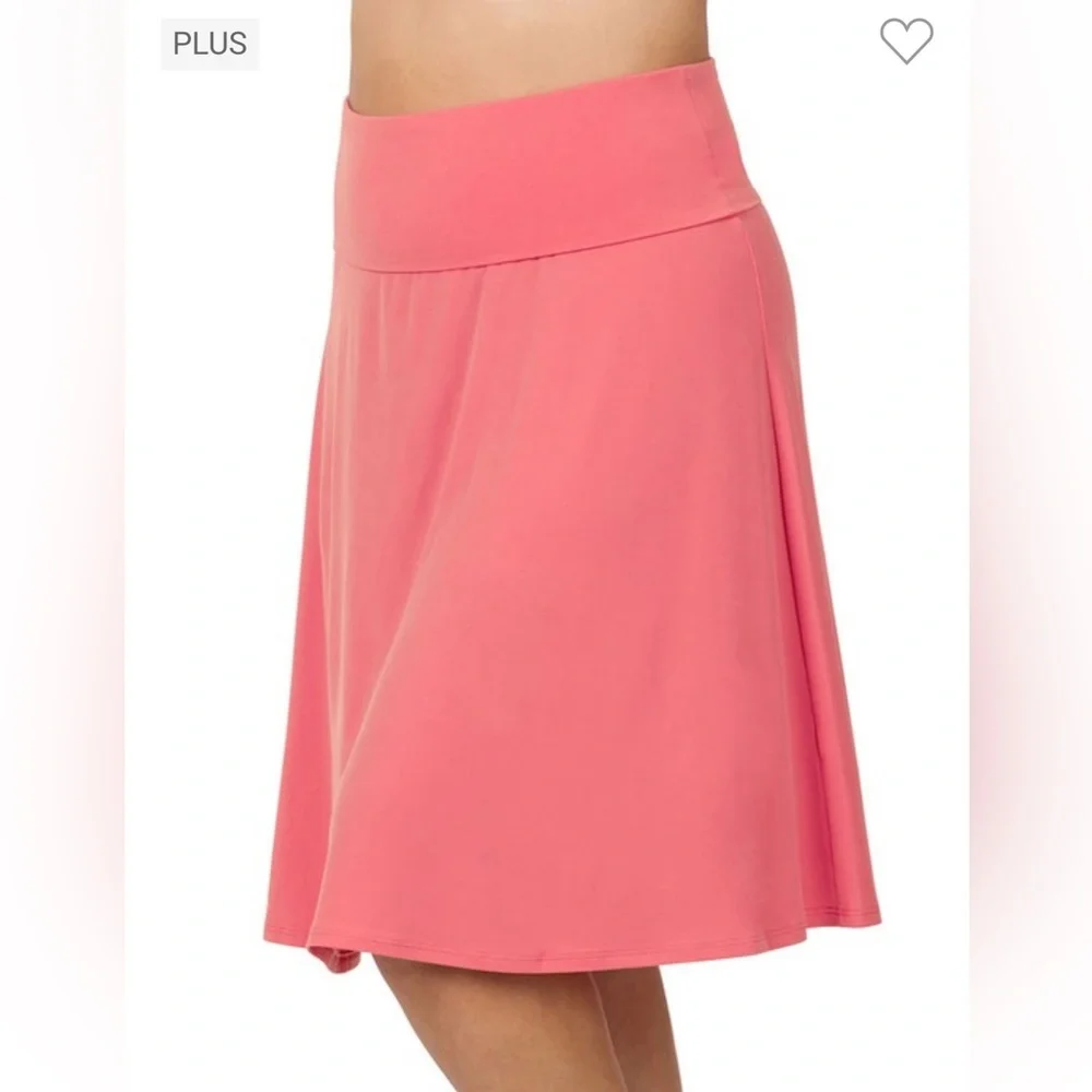 NWT! Plus ITY Dusty Rose Fold Over A-Line Soft Flared Skirt - Picture 1 of 3